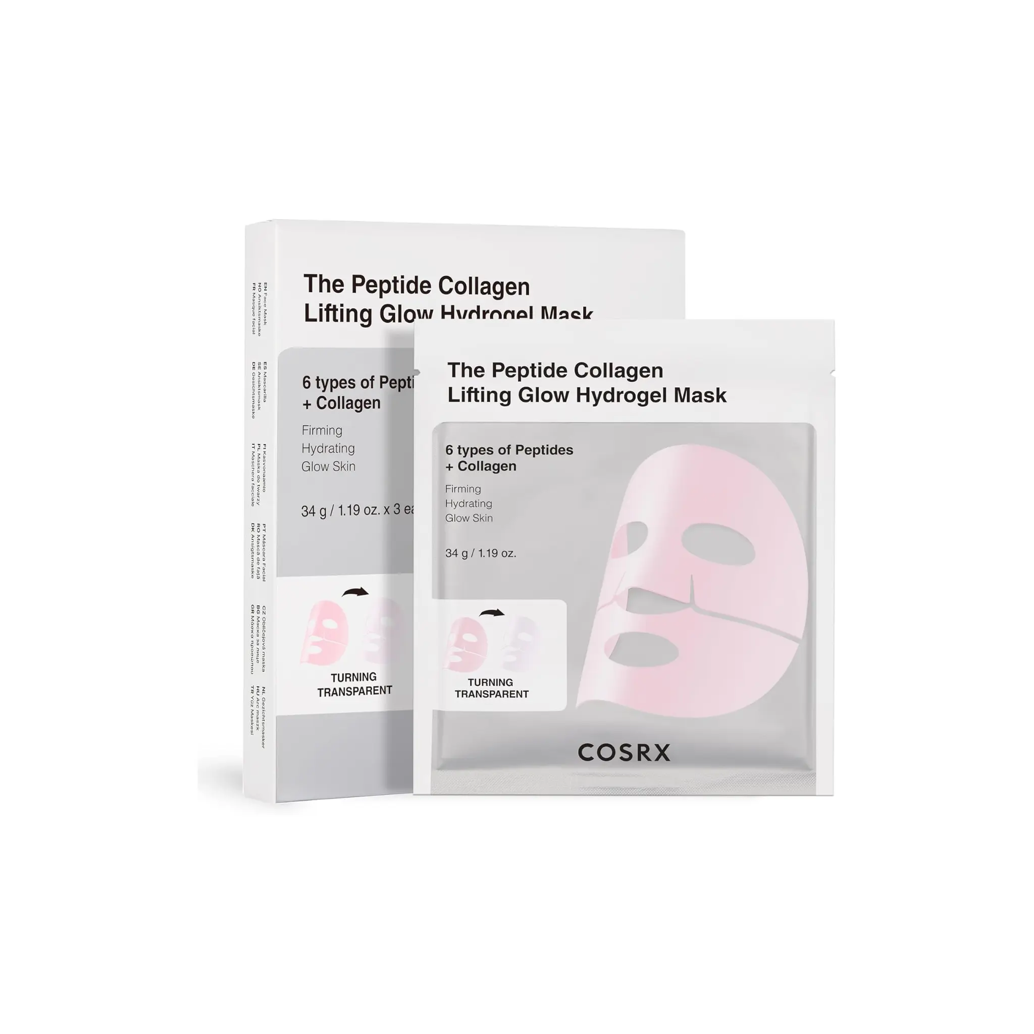 COSRX The Peptide Collagen Lifting Glow Hydrogel Mask 34g 3un